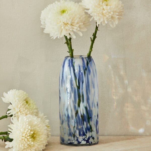Calma House - Γυάλινο Βάζο Beira Blue 28cm